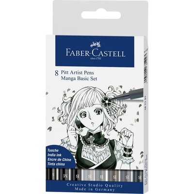 Faber-Castell Маркер Pitt Artist Pen, 8 цвята, Manga Set (O1010180115)