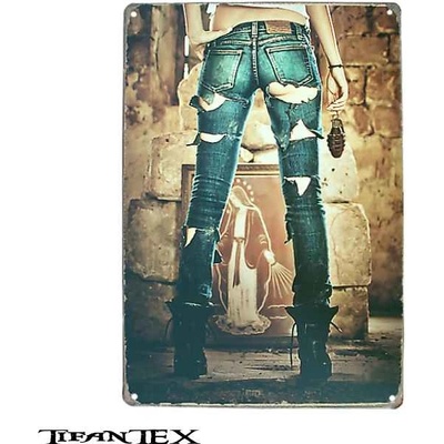 Tabula plechová RETRO GIRL JEANS 20 x 30 cm