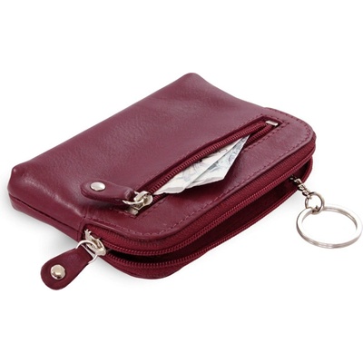 Větší burgundy kožená dvouzipová 619 8104 34