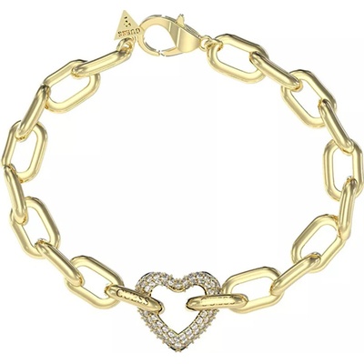 Guess Výrazný pozlátený náramok Srdce Beloved JUBB05016JWYG 18,5 cm