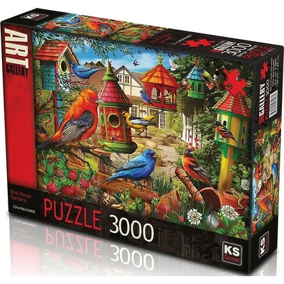 KS Games Авторски Пъзел от 3000 части - Градината с къщичките за птици (120х85)