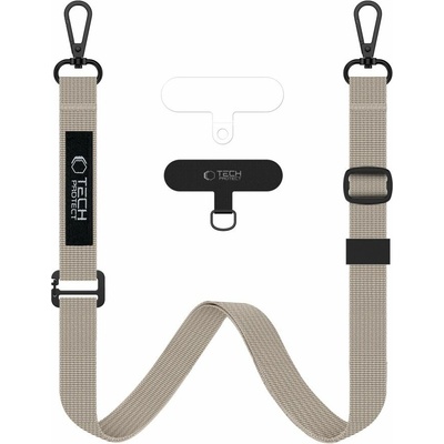 Šňůrka na krk Tech-Protect C6S Crossbody popruh na mobil 2v1 béžový