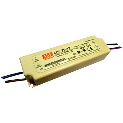 MW-LPV, 20W napájecí zdroj Meanwell, LPV-20-12, 12V, 12, 1.6A, IP67