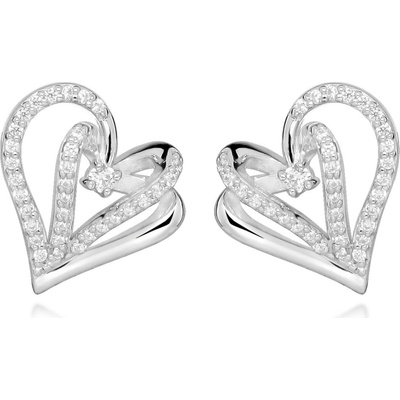 Silver Cat Srdiečkové náušnice s kubickými zirkónmi Love & Infinity SC604