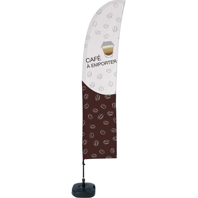 Jansen Display Beach Flag Budget Wind Complete Set Coffee To Go French, 1010 x 4305 mm