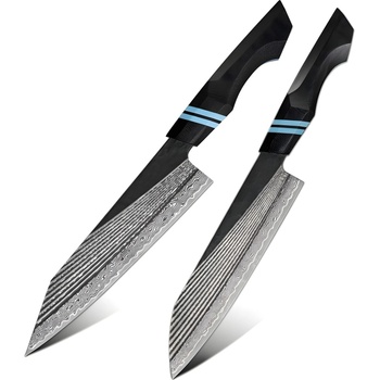 HARAHU Комплект кухненски ножове дамаск ze-37424 - Черен / Син kp37424 (ze-37424)