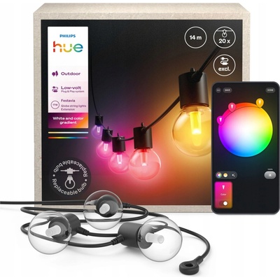 Philips Hue Festavia globe, Bluetooth, White and Color Ambiance, 7 m + prodlužovací kabel (929004581806)