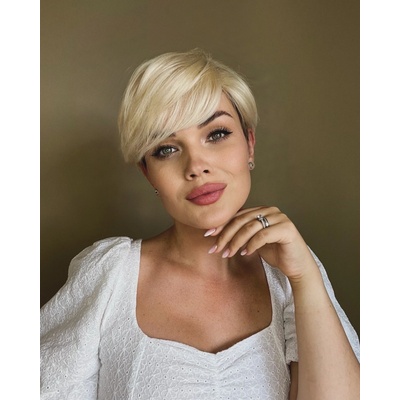 Krátka parochňa Olana z pravých a umelých vlasov plavá blond