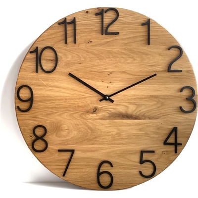 Karls Design Dubové hodiny Clock 40 cm biela gravírovanie