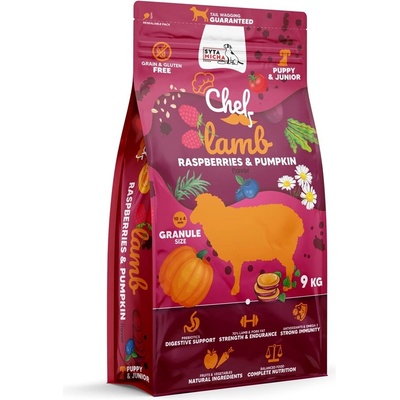 Syta Micha SYTA MICHA Chef Puppy Lamb, raspberries and pumpkin Суха храна за кучета, за бебета, с агнешко, малини и тиква, 9kg
