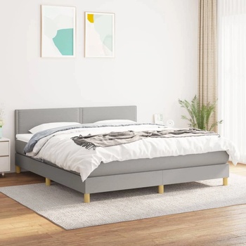 vidaXL Боксспринг легло с матрак, светлосиво, 160x200 см, плат (3140545)