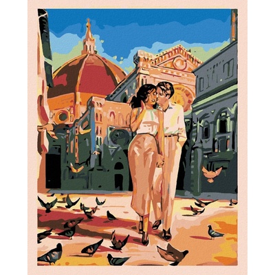 zuty Zamilovaný pár s holuby 80 x 100 cm vypnuté plátno na rám 8596530034278