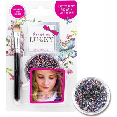 EP Line LUKKY Třpytivý gel dětský tělový Nachový set se štětcem na kartě