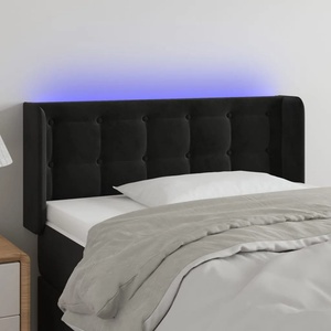 vidaXL LED горна табла за легло, черна, 93x16x78/88 см, кадифе (3123708)