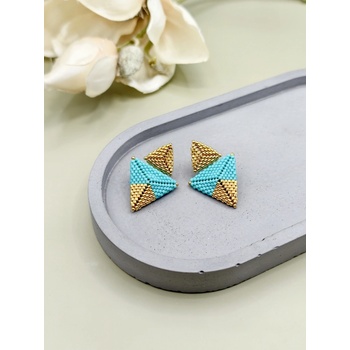 JANSKA DESIGN Velké náušnice Triangle Tyrkysová Na puzetu NAU0004