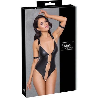 Cottelli Bondage lesklé kroužkové otevřené body černé M