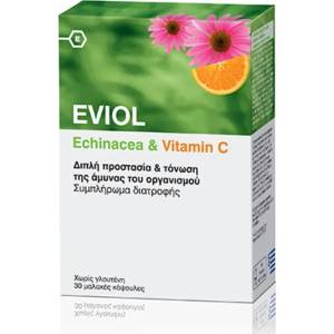Eviol Хранителна добавка Ехинацея и витамин Ц , Eviol Echinacea & Vitamin C 30Caps
