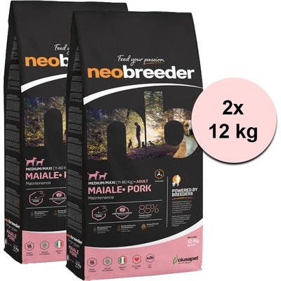 Alleva NEO BREEDER кучешка храна за възрастни средни и големи породи свинско 2 x 12 кг