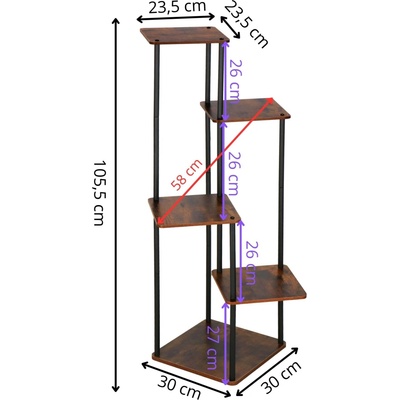 SPRINGOS Kovový stojan na květiny FLORAE 106 cm tmavě hnědý – Zboží Mobilmania