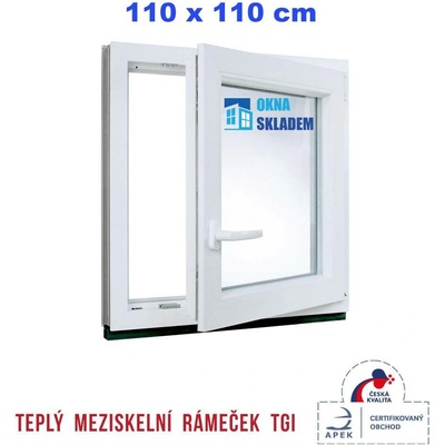 ERKADO 1100 x 1100 mm Bílé / Antracit otevíravé i sklopné pravé