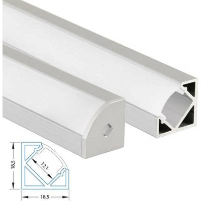 ML-761.055.02.2 Rohový hliníkový profil RT, 19x19 mm, matný difuzor, komplet, 2 m