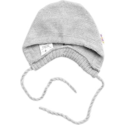 Pletená čiapočka na zaväzovanie bonetka Boy Hand Made Baby Nellys sivá