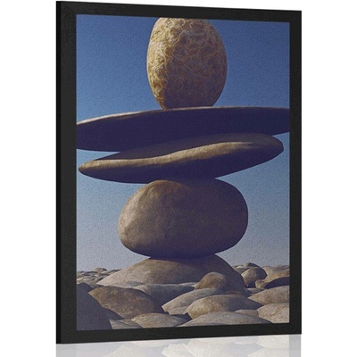 Plakát skládané kameny v měsíčním světle - 20x30 black