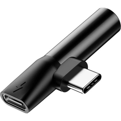 Adaptér USB-C na USB-C + 3,5mm Jack, čierna