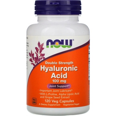 Now Foods Kyselina hyalurónová dvojitá sila 100 mg 120 veg. kapsúl