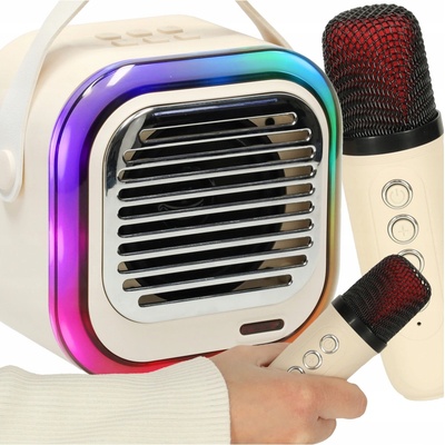 KARAOKE SADA: 2 MIKROFÓNY a BEZDRÔTOVÝ BLUETOOTH USB LED REPRODUKTOR