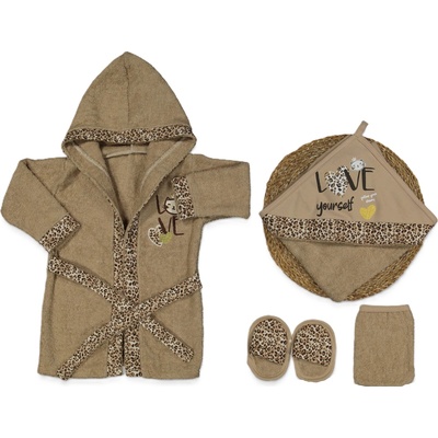 Miniworld Комплект за баня Miniworld - Love, памук леопардов (18578)