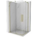Mexen Velar L Duo плъзгаща се душ кабина 90 x 80 см, прозрачна, златиста четка - 871-090-080-02-03-55 (871-090-080-02-03-55)
