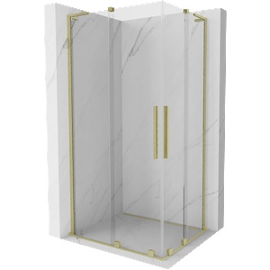 Mexen Velar L Duo плъзгаща се душ кабина 90 x 80 см, прозрачна, златиста четка - 871-090-080-02-03-55 (871-090-080-02-03-55)