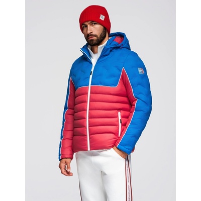 Ombre Clothing Мъжко прошивано яке със съемна качулка - синьо и червено V1 OM-JALP-0206 Ombre Clothing Ombre Clothing | Cherven | МЪЖЕ | S