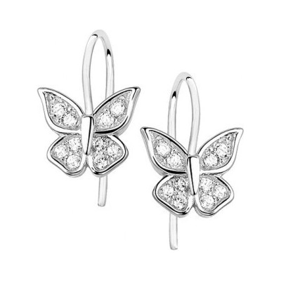 Prošperk stříbrné náušnice se zirkony motýlci S1633