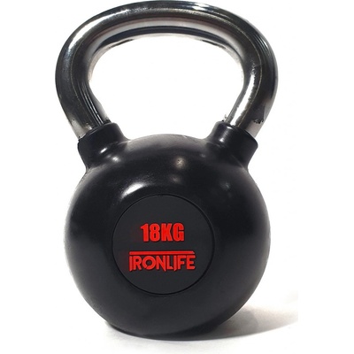 IRONLIFE pogumovaný Kettlebell 18 kg