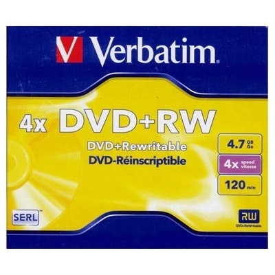 Verbatim DVD+RW презаписваем DVD диск 4, 7 GB, стандартен калъф 43229 (43229)