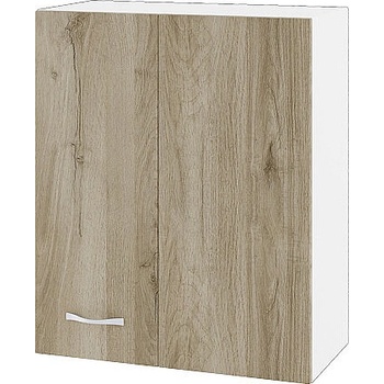 ИРИМ Горен шкаф за ъгъл с врата и рафт Сити БДА-17 бяло гладко / дъб сонома арвен 60 см