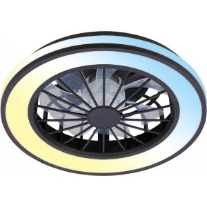 Brilo - Таванен вентилатор VENTURO с LED и възможност за димиране, 24W/230V, 3000-6500K, черен + дистанционно управление (BL2362)
