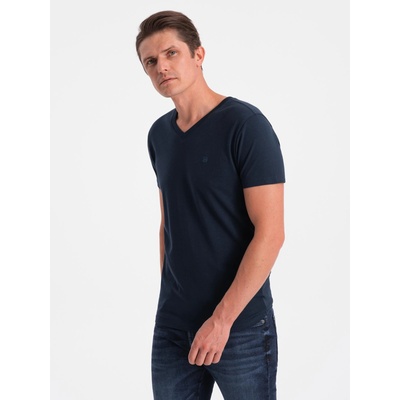 Ombre Clothing Подписана мъжка тениска с V-образно деколте и еластан - тъмно синя V2 S2040 Ombre Clothing Ombre Clothing | Sin | МЪЖЕ | S