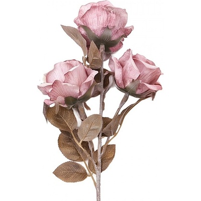 Starorůžová umělá květina růže s vintage nádechem - 83 cm - Clayre & Eef