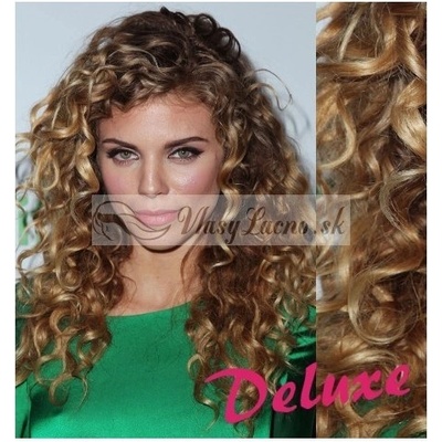 DELUXE melirovane svetlý melír Clip in vlasy kučeravé 50-53 cm