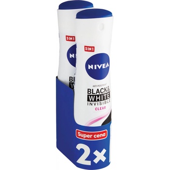 Nivea Invisible for Black & White Clear deospray 2 x 150 ml