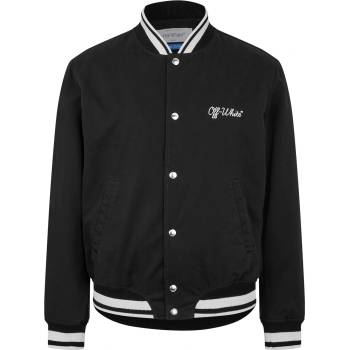 OFF WHITE Яке OFF WHITE Men's Script Cotton Long Sleeve Varsity Jacket - Black
