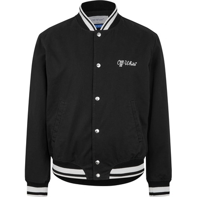 OFF WHITE Яке OFF WHITE Men's Script Cotton Long Sleeve Varsity Jacket - Black