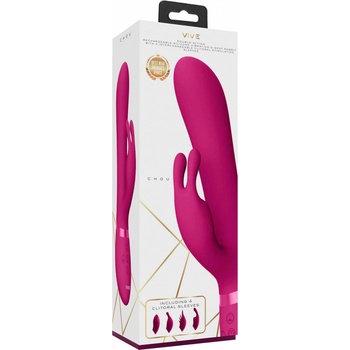 Vive Chou battery-powered waterproof clitoral vibrator with replaceable heads pink
