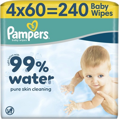 Pampers vlhčené obrúsky 99 % water 4 x 60 ks
