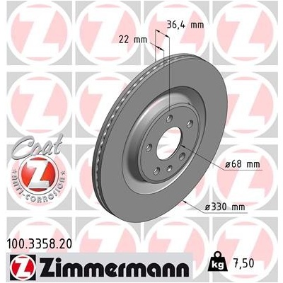 ZIMMERMANN Brzdový kotúč 100335820