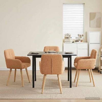vidaXL Обедени столове 4 pcs Букле Бежово 59 x 56 x 86 см (3428276)