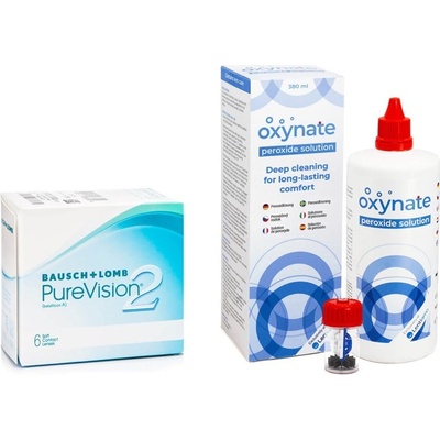Bausch & Lomb PureVision 2 6 šošoviek + Oxynate Peroxide 380 ml s puzdrom